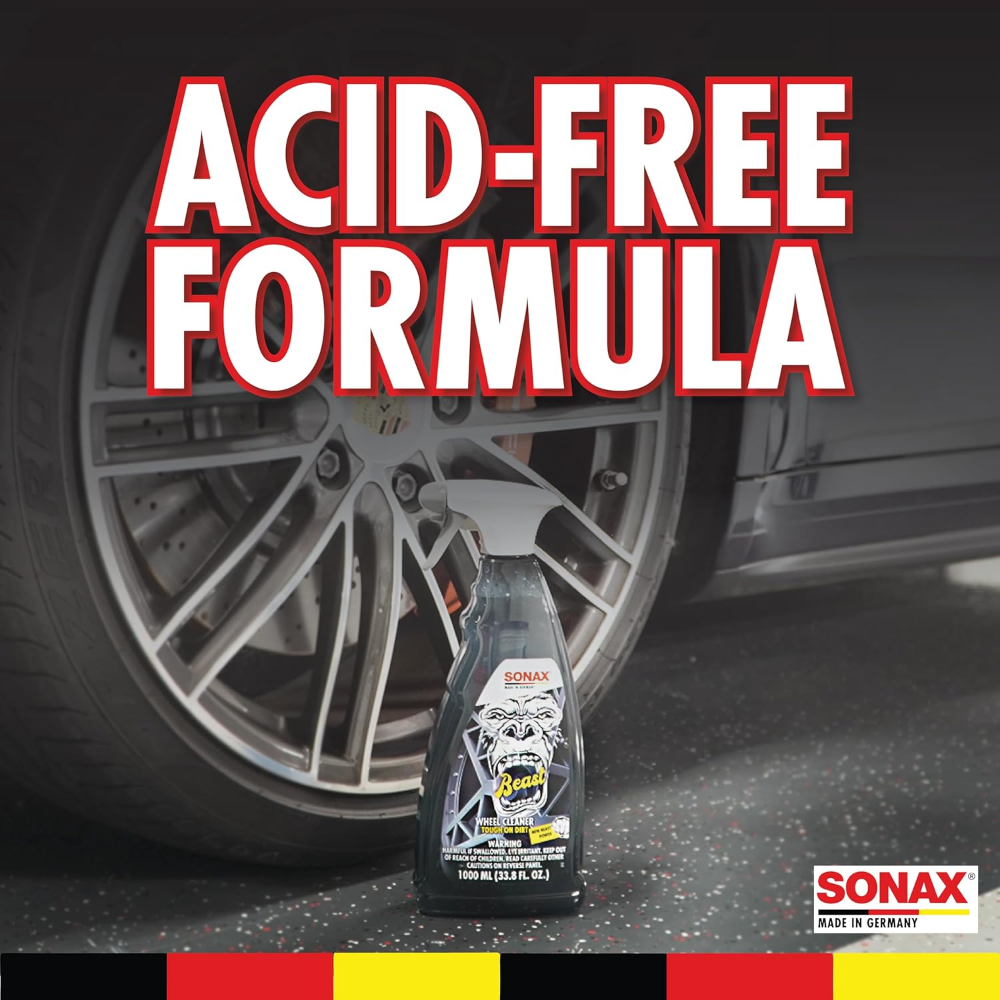 SONAX THE BEAST WHEEL CLEANER, 33.8 FL. OZ (1L), CLEAR