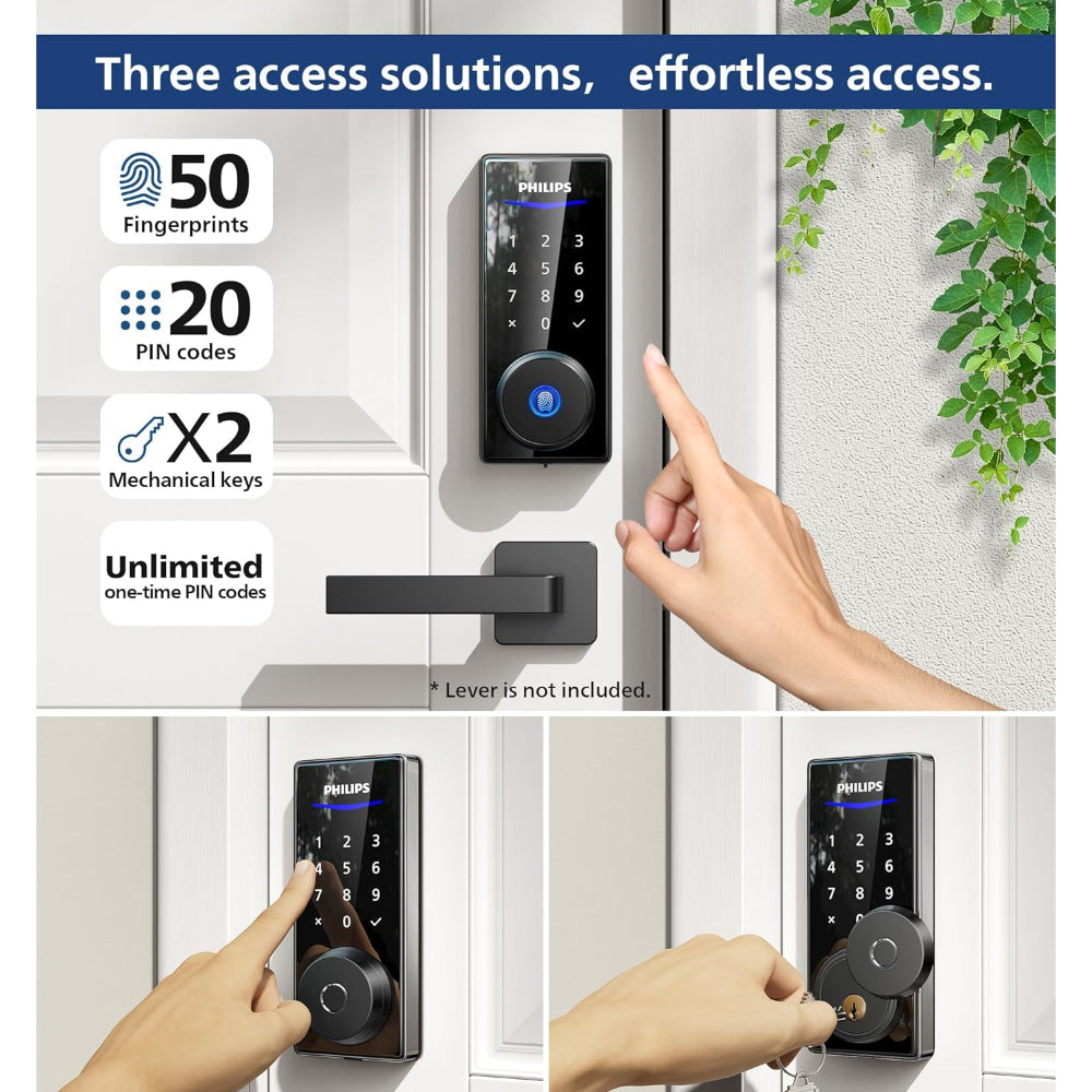 PHILIPS FINGERPRINT DOOR LOCK, KEYLESS ENTRY - SATIN NICKEL