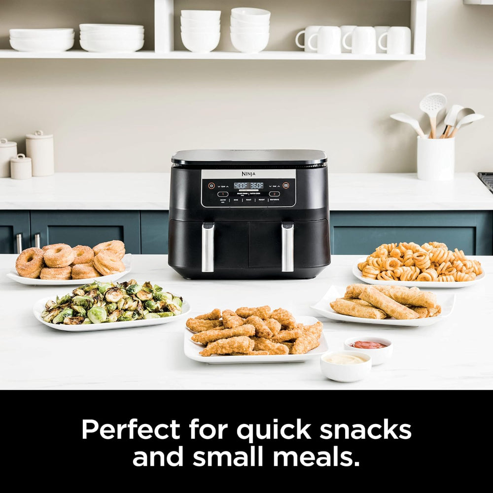 NINJA DZ090 FOODI 6 QUART 5-IN-1 DUALZONE 2-BASKET AIR FRYER, BLACK