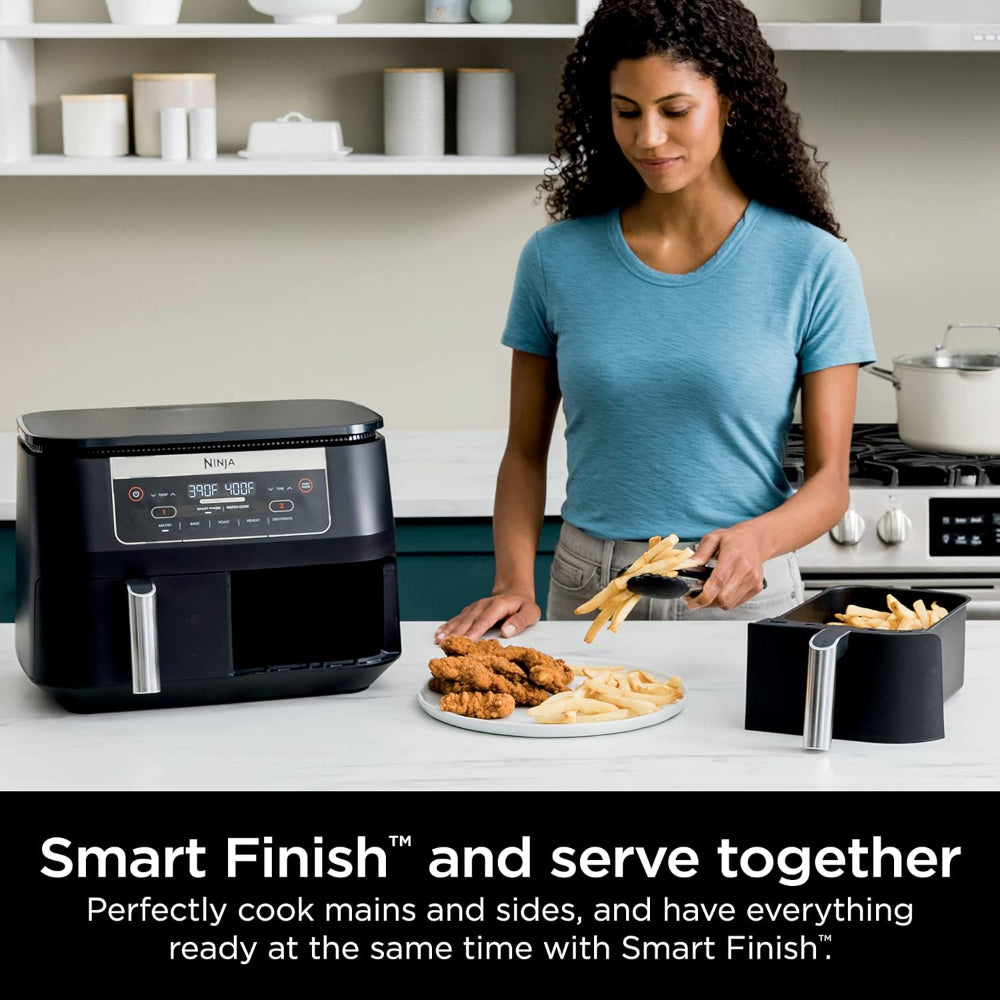 NINJA DZ090 FOODI 6 QUART 5-IN-1 DUALZONE 2-BASKET AIR FRYER, BLACK