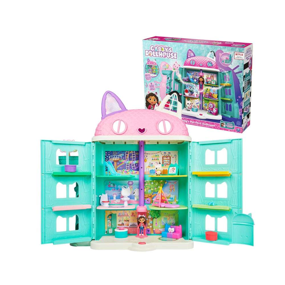 GABBY'S DOLLHOUSE: PURRFECT DOLLHOUSE WITH 15 PIECES, FIGURES, FURNITURE, ACCESSORIES, AND SOUNDS