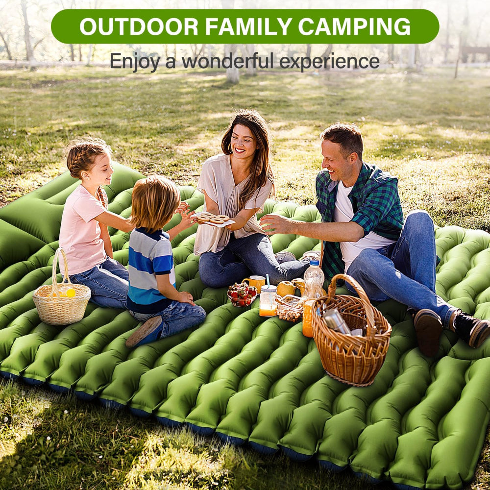 YUZONC DOUBLE SLEEPING PAD - SELF-INFLATING 4" EXTRA-THICK FOR 2 PERSONS