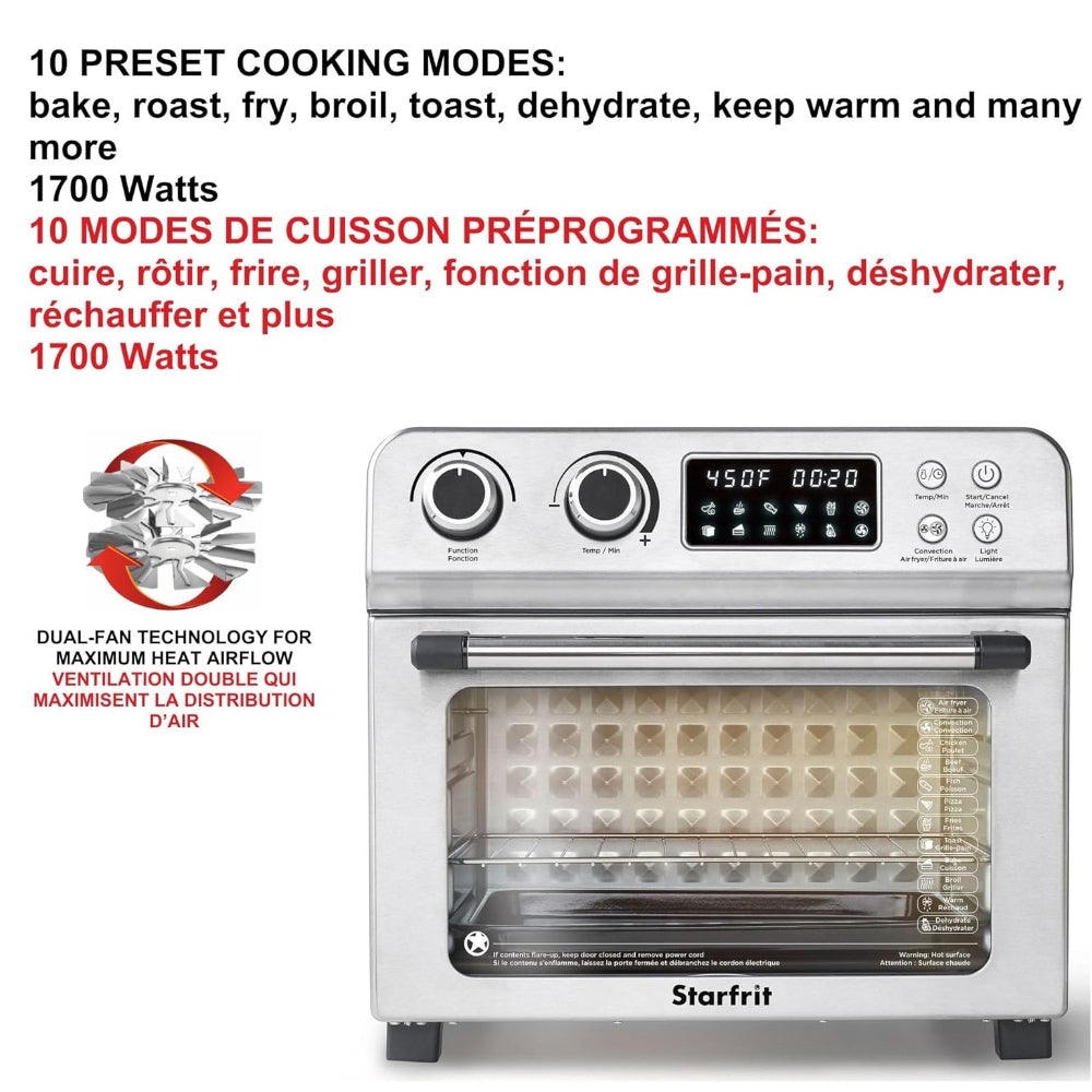 STARFRIT 20.8-QUART, 1700-WATT AIR FRYER TOASTER OVEN