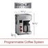 WOLF GOURMET PROGRAMMABLE COFFEE MAKER SYSTEM WITH 10 CUP THERMAL CARAFE, BUILT-IN GROUNDS SCALE, (WGCM100S)