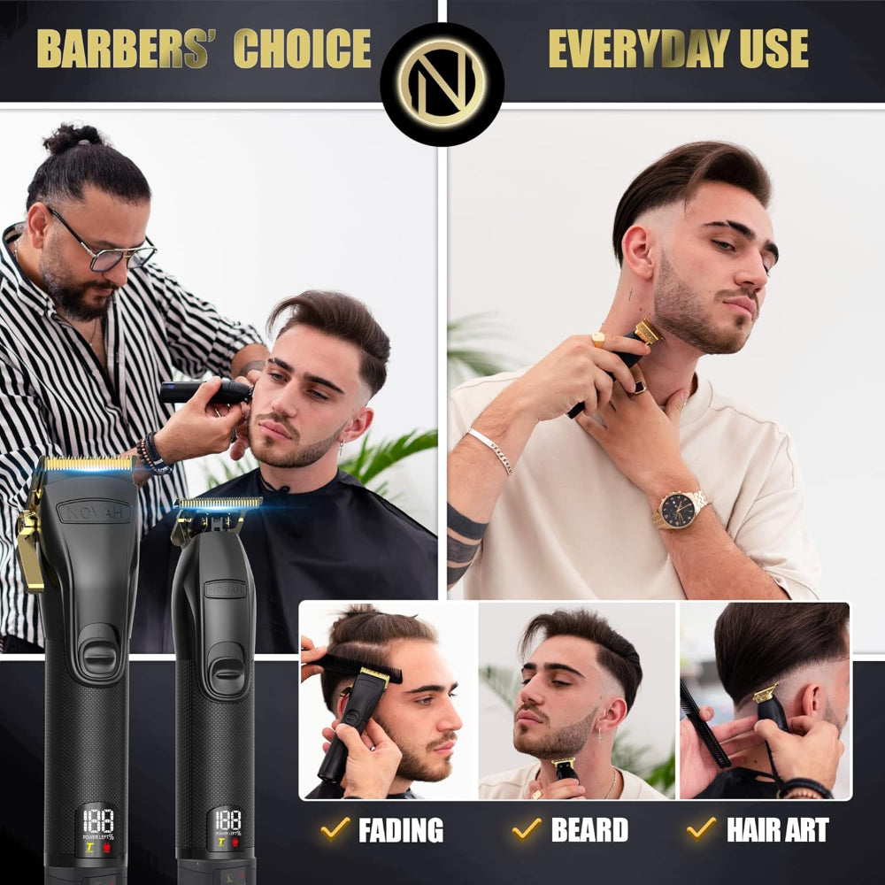 NOVAH PROFESSIONAL HAIR CLIPPERS AND TRIMMER SET – BLACK & GOLD