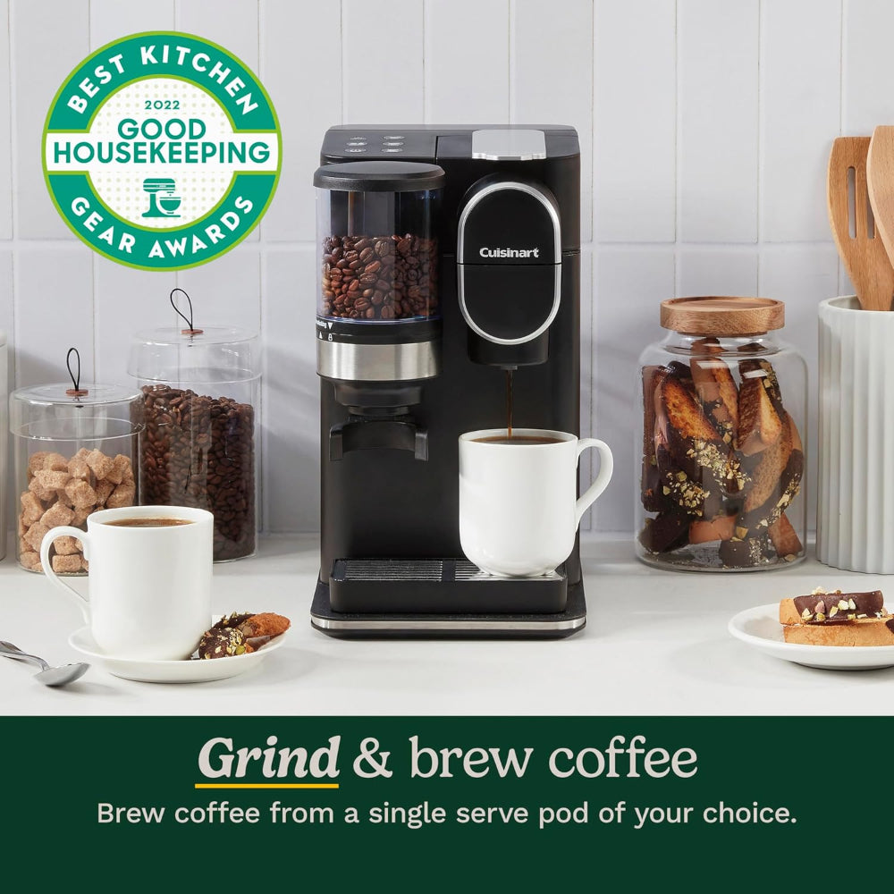 CUISINART DGB-2 SINGLE SERVE COFFEE MAKER + COFFEE GRINDER, 48 OZ, BLACK