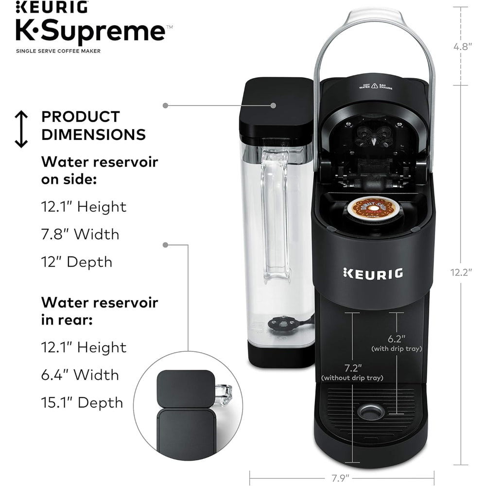 KEURIG K-SUPREME SINGLE SERVE K-CUP POD COFFEE MAKER, MULTISTREAM TECHNOLOGY, BLACK / GRAY