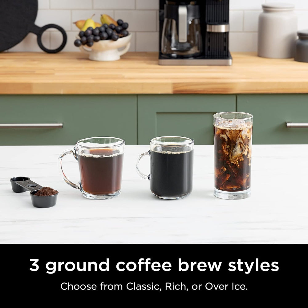 NINJA ESPRESSO & COFFEE BARISTA SYSTEM CFN601C, WITH 12-CUP CARAFE, BUILT-IN FROTHER, BLACK