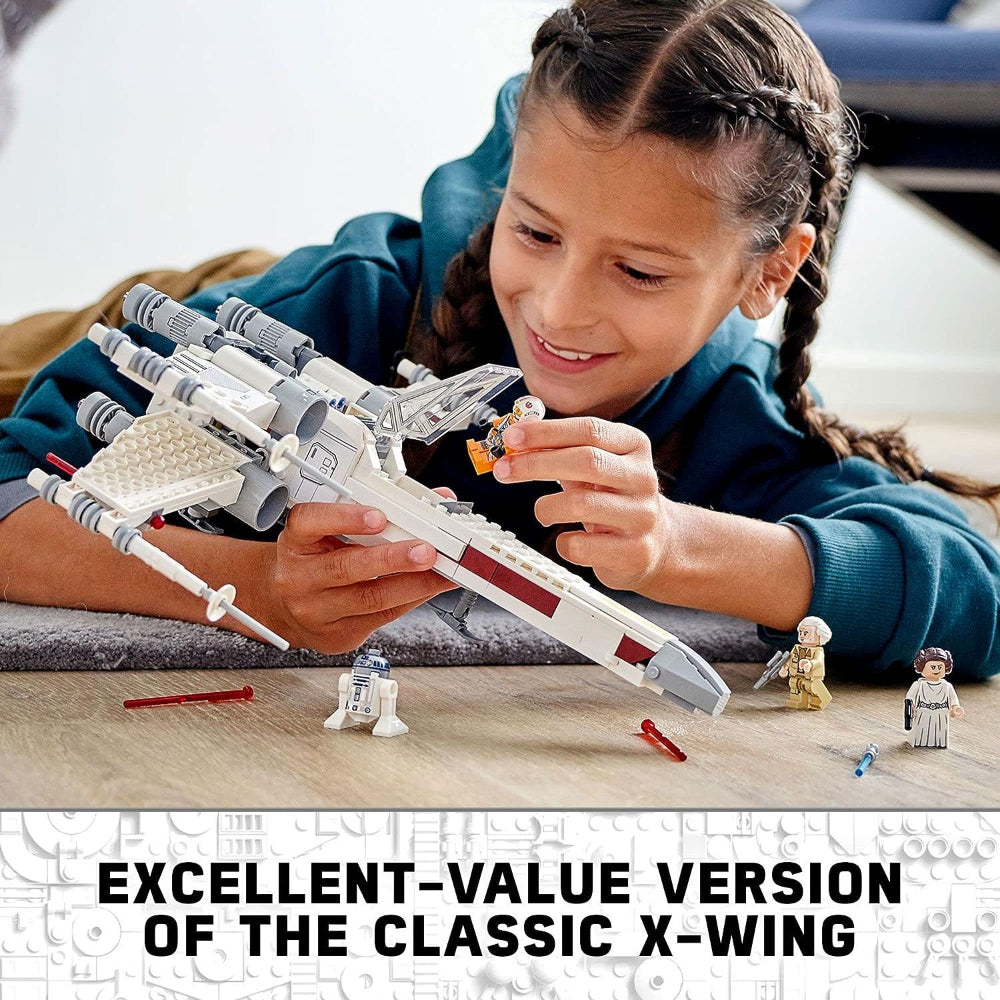 LEGO STAR WARS LUKE SKYWALKER'S X-WING FIGHTER 75301 BUILDING SET – WITH PRINCESS LEIA MINIFIGURE, R2-D2 DROID FIGURE, AND JEDI SPACESHIP