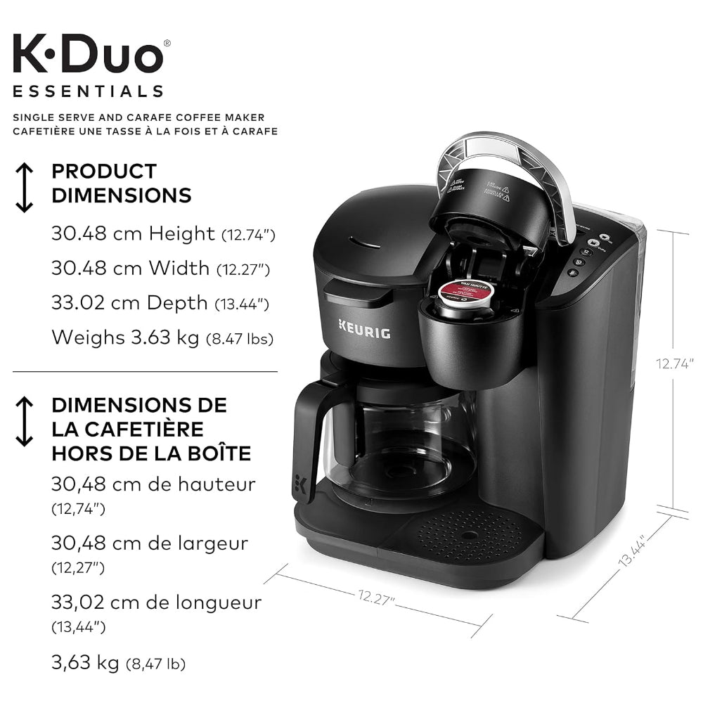 KEURIG K-DUO ESSENTIALS K-CUP POD COFFEE MAKER, BLACK