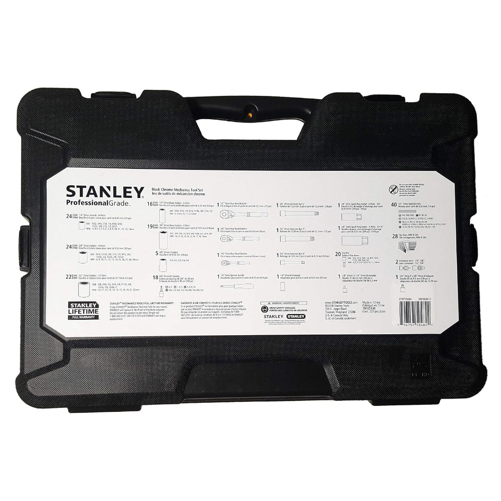 STANLEY PROFESSIONAL GRADE BLACK CHROME NEW MECHANICS TOOL SET (SOCKET SET-229 PIECES)