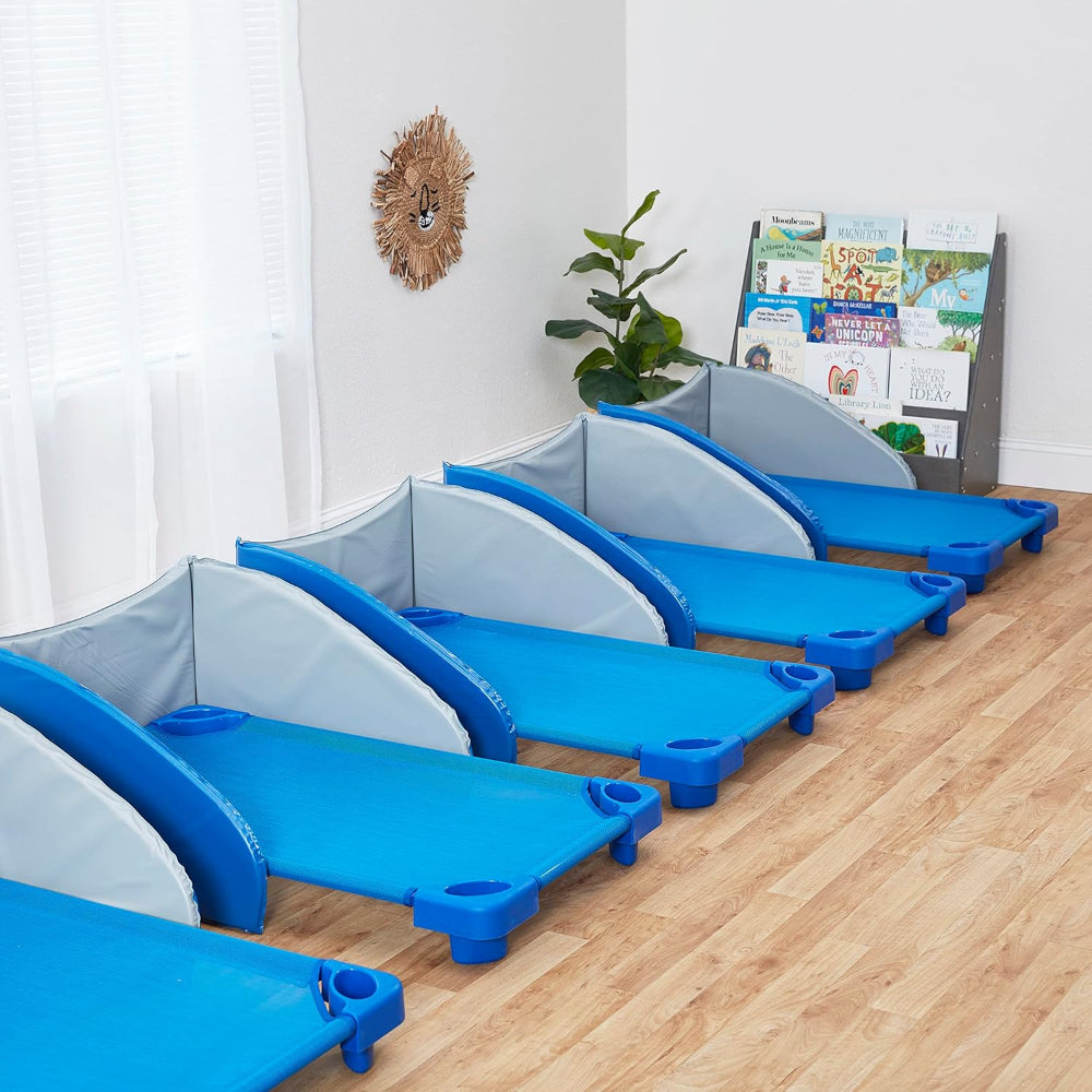 ECR4KIDS ELR-16114 TODDLER NAPTIME COT, STACKABLE (SET OF 6), BLUE