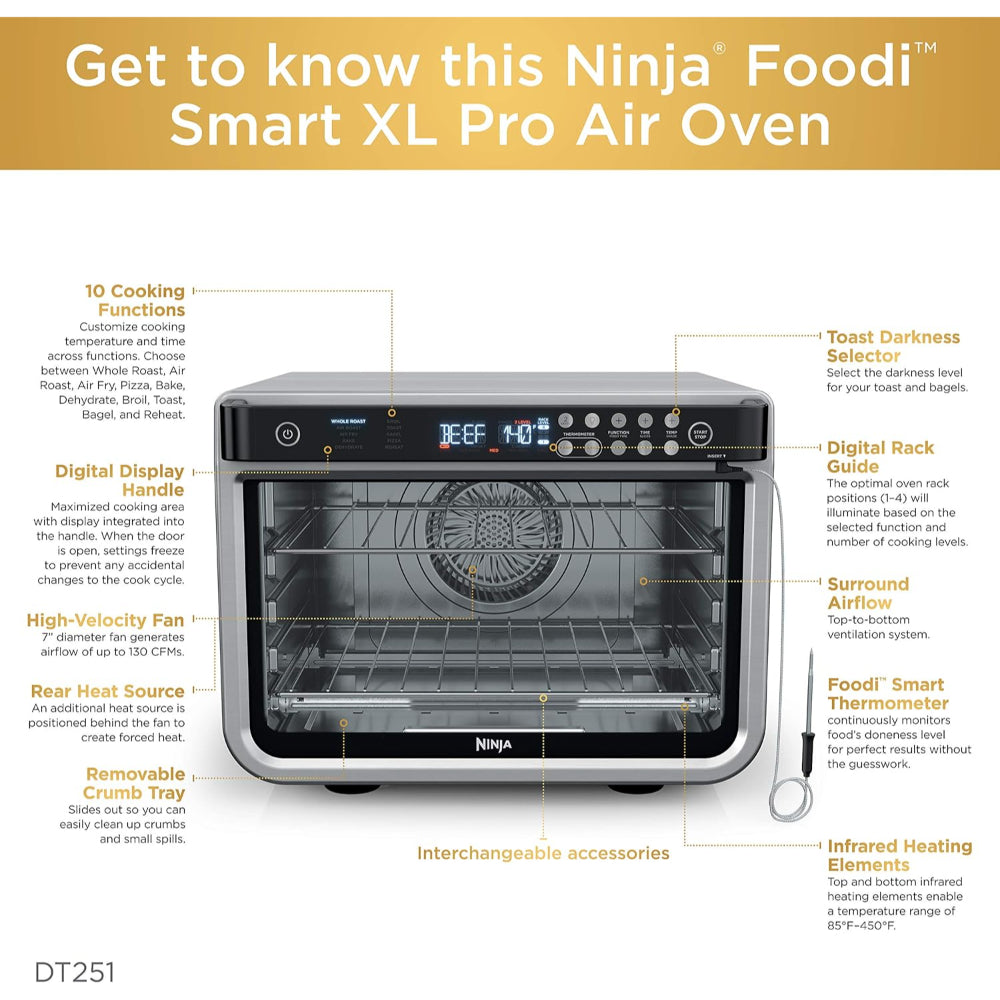 NINJA DT251 FOODI 10-IN-1 SMART XL AIR FRY OVEN, SILVER