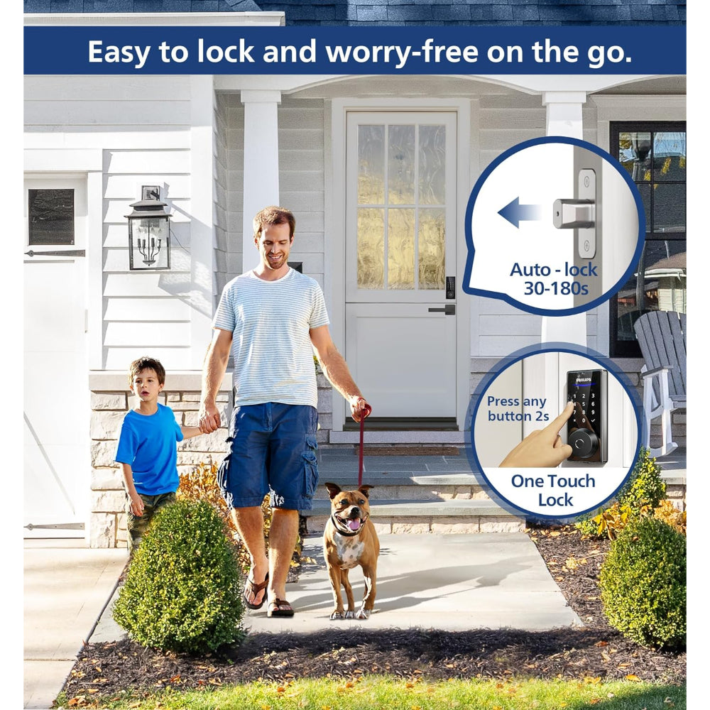 PHILIPS FINGERPRINT DOOR LOCK, KEYLESS ENTRY - SATIN NICKEL
