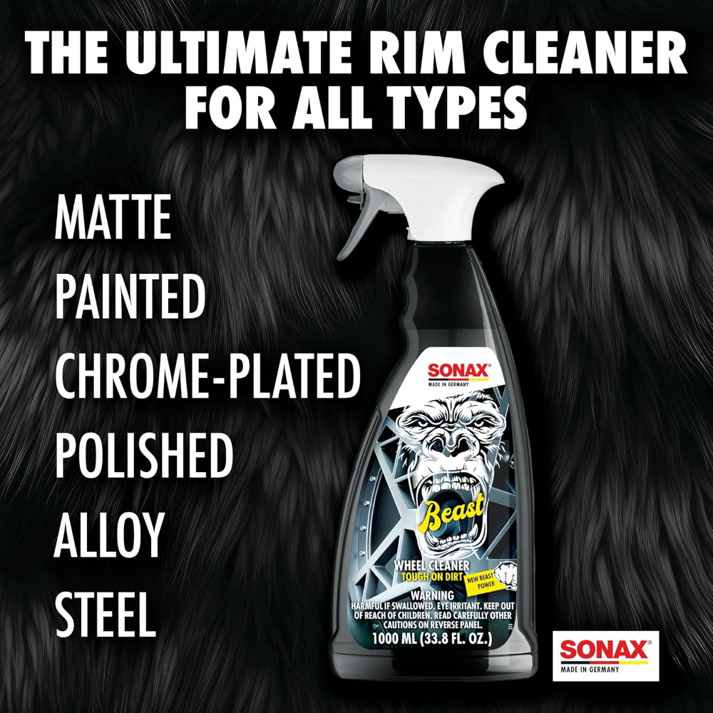 SONAX THE BEAST WHEEL CLEANER, 33.8 FL. OZ (1L), CLEAR