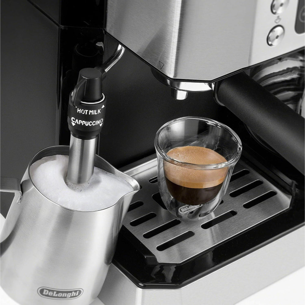 DE'LONGHI ALL-IN-ONE COMBINATION COFFEE MAKER & ESPRESSO MACHINE + MILK FROZER, COM532M, BLACK