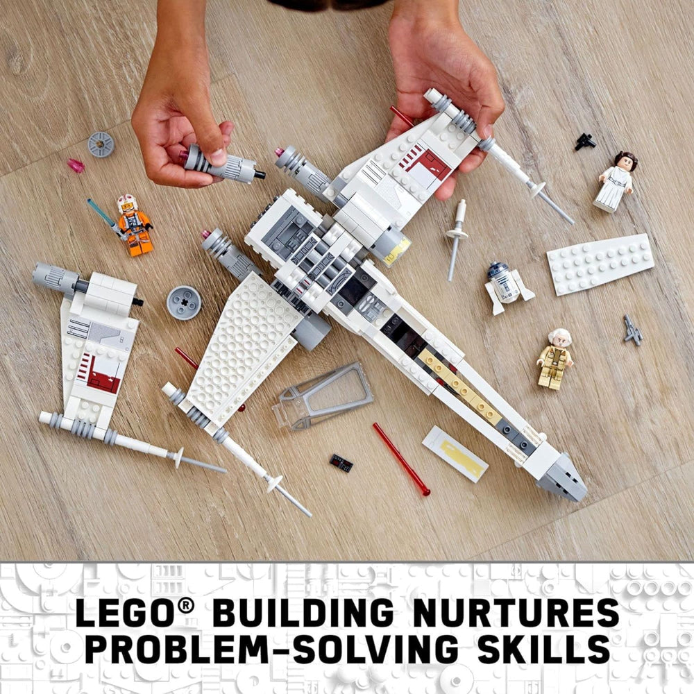 LEGO STAR WARS LUKE SKYWALKER'S X-WING FIGHTER 75301 BUILDING SET – WITH PRINCESS LEIA MINIFIGURE, R2-D2 DROID FIGURE, AND JEDI SPACESHIP