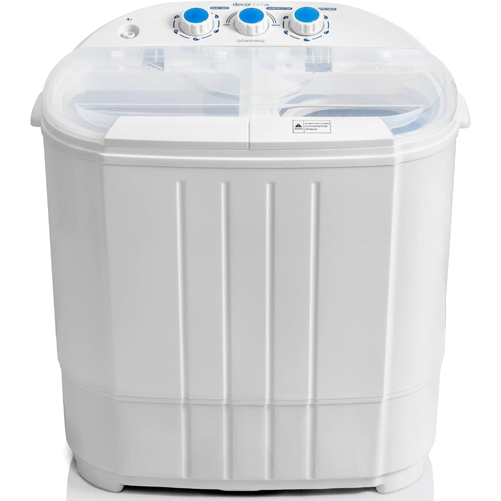 PORTABLE TWIN TUB WASHING MACHINE, BUILT-IN DRAINAGE, FOR DORMS, APARTMENTS, ETC.