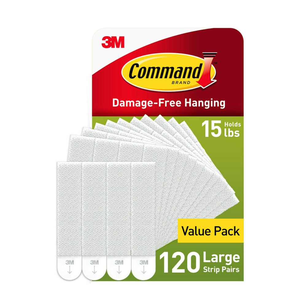COMMAND LARGE PICTURE HANGING STRIPS, 120 WHITE ADHESIVE PAIRS