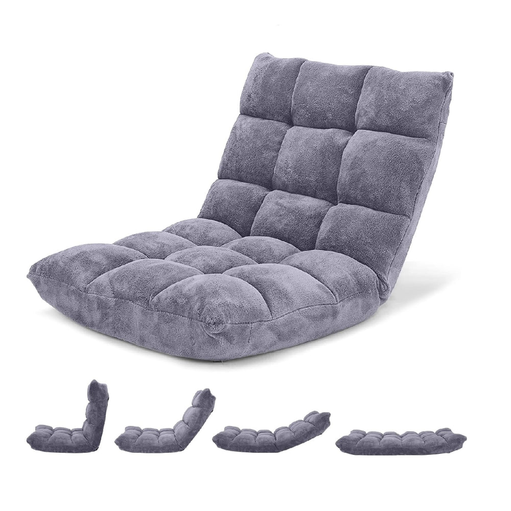 GIANTEX GAMING FLOOR CHAIR WITH 14 ADJUSTABLE POSITION AND BACK SUPPORT, GRAY