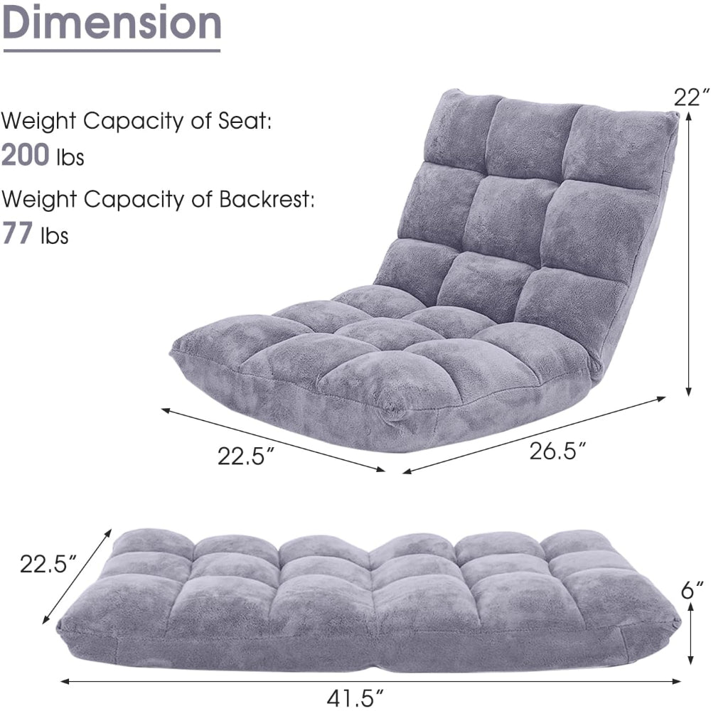 GIANTEX GAMING FLOOR CHAIR WITH 14 ADJUSTABLE POSITION AND BACK SUPPORT, GRAY