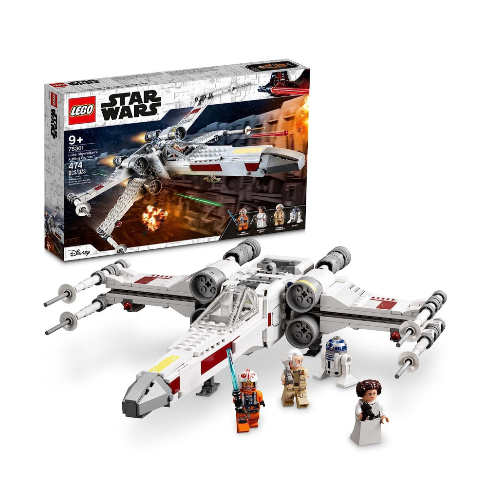 LEGO STAR WARS LUKE SKYWALKER'S X-WING FIGHTER 75301 BUILDING SET – WITH PRINCESS LEIA MINIFIGURE, R2-D2 DROID FIGURE, AND JEDI SPACESHIP