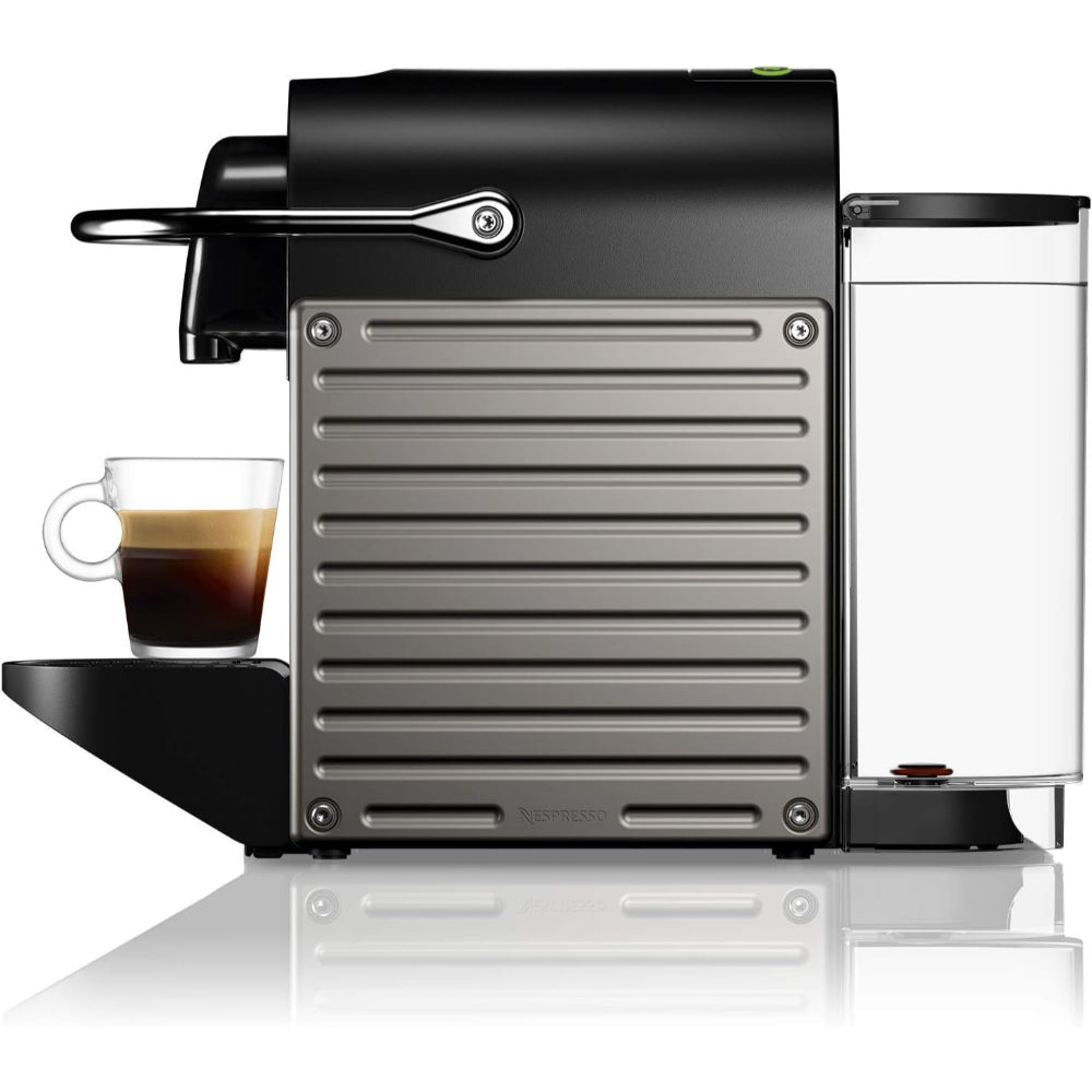 NESPRESSO PIXIE ESPRESSO MACHINE BY BREVILLE WITH MILK FROTHER, TITAN