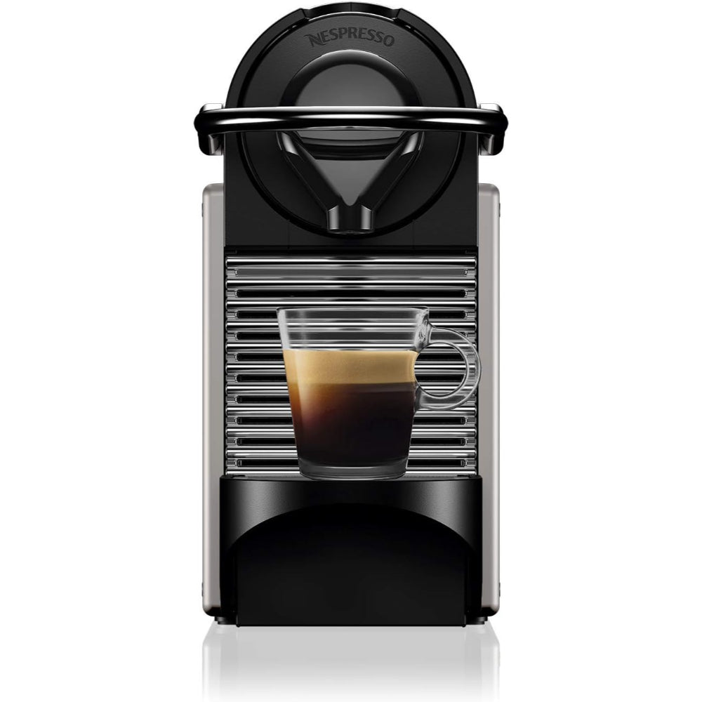 NESPRESSO PIXIE ESPRESSO MACHINE BY BREVILLE WITH MILK FROTHER, TITAN