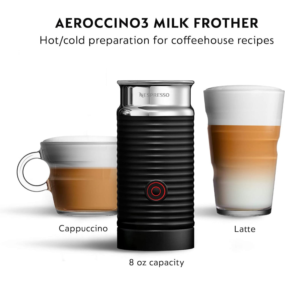 NESPRESSO VERTUO COFFEE AND ESPRESSO MACHINE BY DE'LONGHI WITH MILK FROTHER, PIANO BLACK