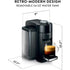 NESPRESSO VERTUO COFFEE AND ESPRESSO MACHINE BY DE'LONGHI WITH MILK FROTHER, PIANO BLACK