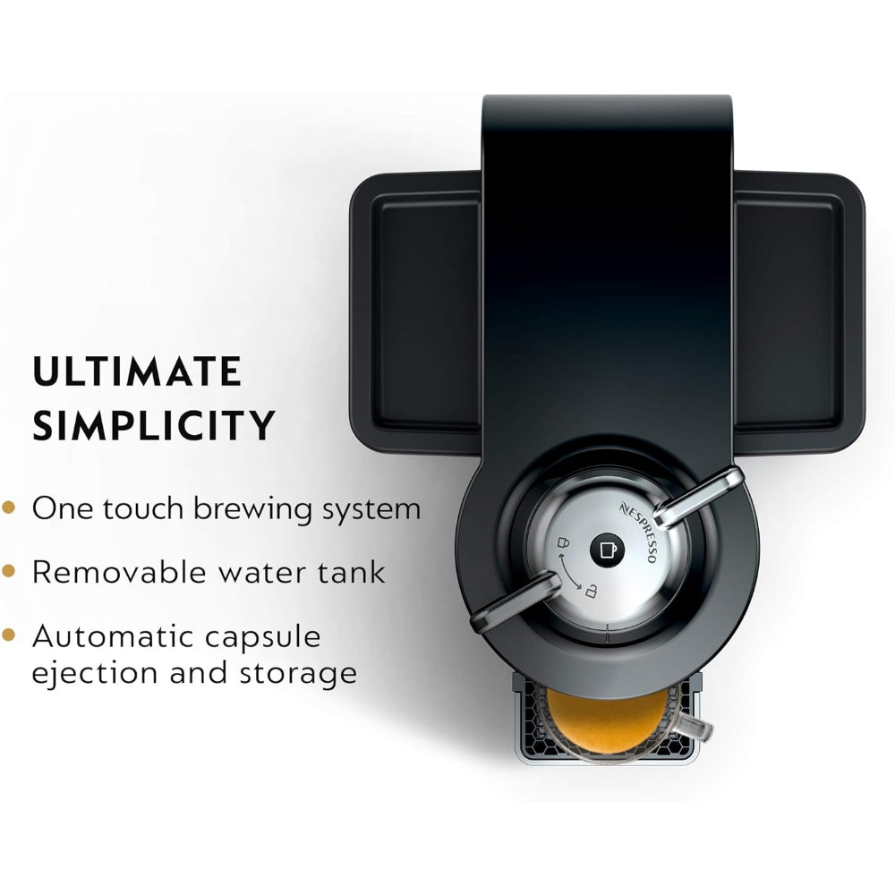 NESPRESSO VERTUO COFFEE AND ESPRESSO MACHINE BY DE'LONGHI WITH MILK FROTHER, PIANO BLACK