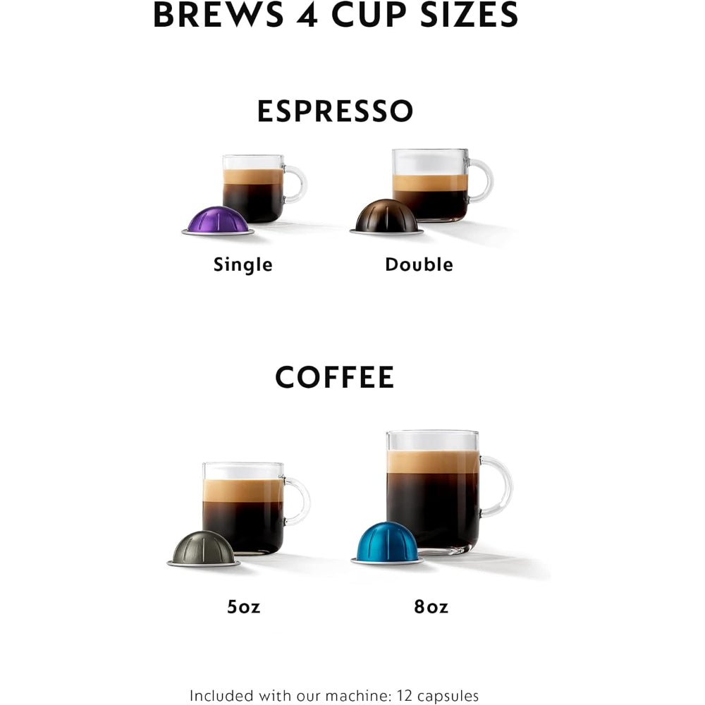 NESPRESSO VERTUO COFFEE AND ESPRESSO MAKER,1597 ML, BY DE'LONGHI, GRAPHITE METAL