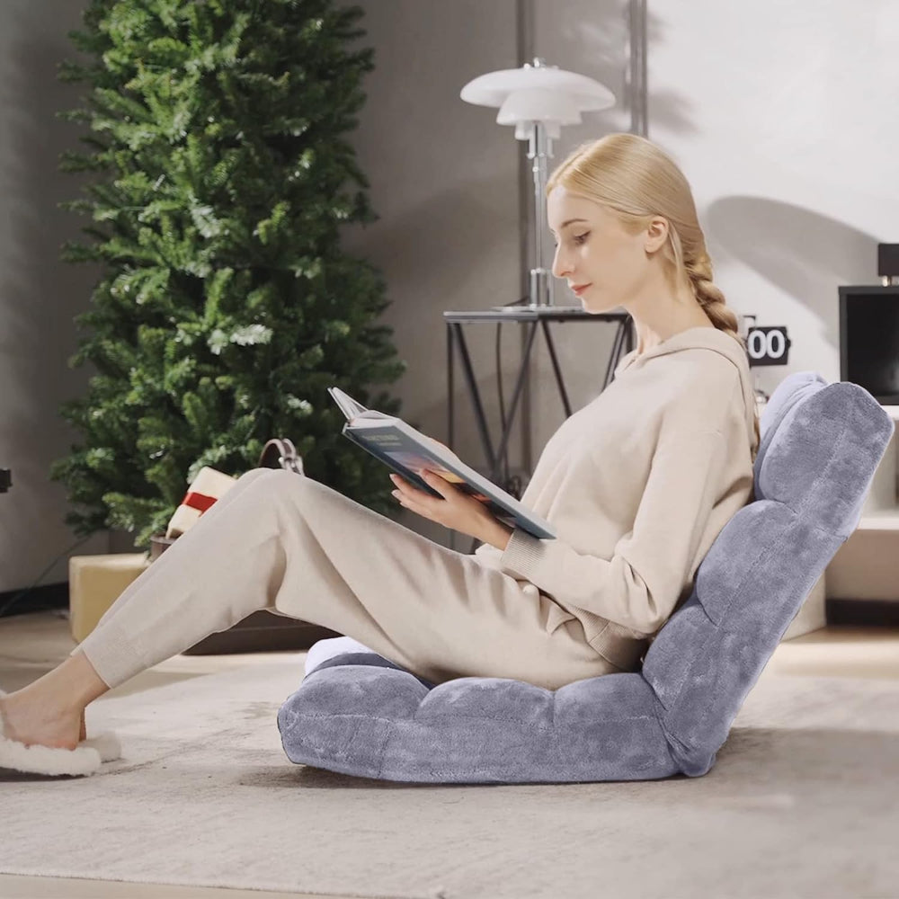 GIANTEX GAMING FLOOR CHAIR WITH 14 ADJUSTABLE POSITION AND BACK SUPPORT, GRAY