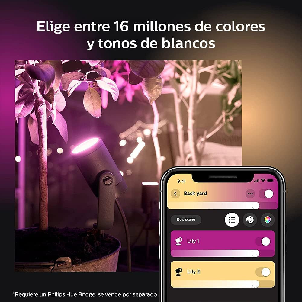 PHILIPS HUE LILY WHITE & COLOR OUTDOOR SPOT LIGHT BASE KIT (HUE HUB REQUIRED)