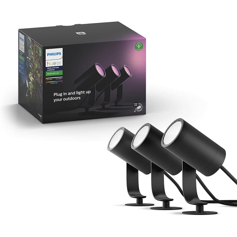 PHILIPS HUE LILY WHITE & COLOR OUTDOOR SPOT LIGHT BASE KIT (HUE HUB REQUIRED)