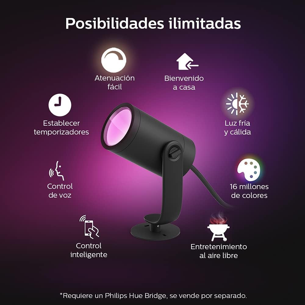 PHILIPS HUE LILY WHITE & COLOR OUTDOOR SPOT LIGHT BASE KIT (HUE HUB REQUIRED)