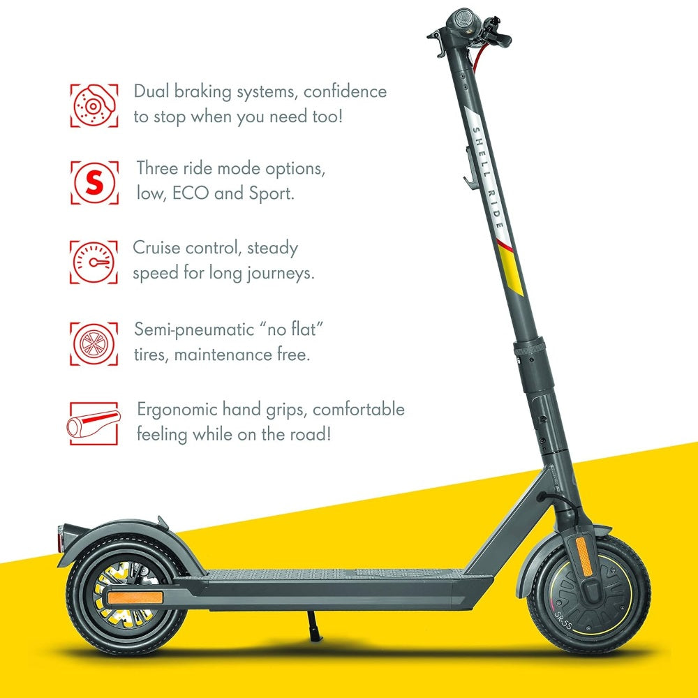 SHELL RIDE FOLDABLE ELECTRIC SCOOTER FOR ADULTS, 15-20 MPH